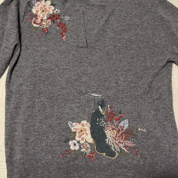 Johnny Was cashmere heavily embroidered  3/4 sleeve sweater NWT RARE - Picture 4 of 14